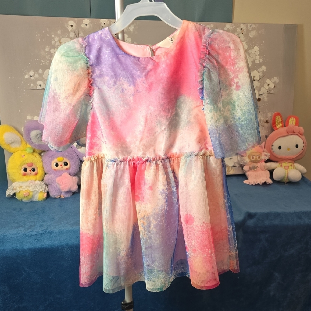H&M Vibrant Pink And Colorful Dress 4T